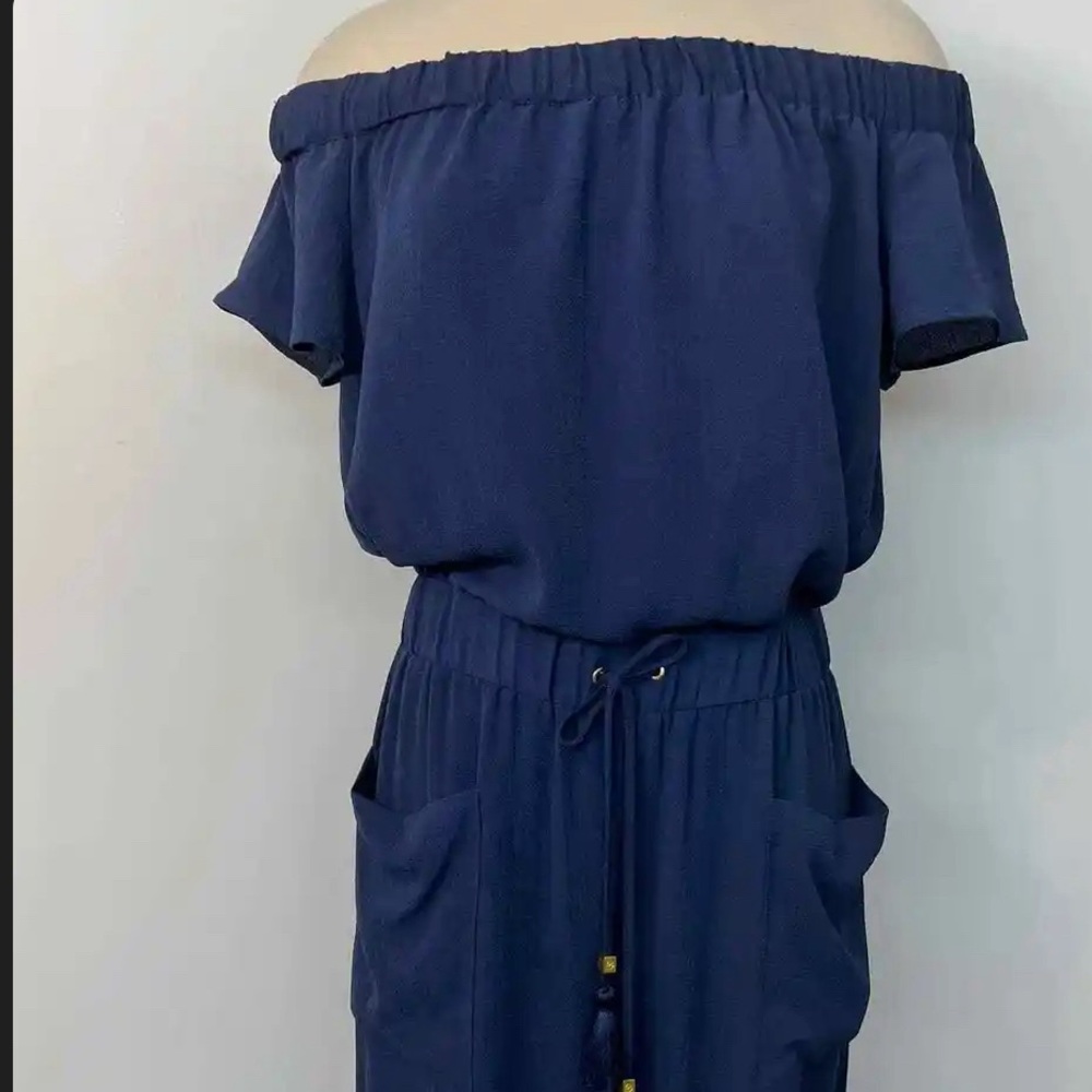 Michael Kors off shoulder jumpsuit. Very flattering and stylish